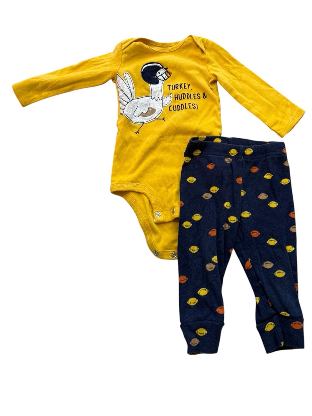 Carters Thanksgiving Turkey Football Bodysuit Pants Outfit Baby Boy 6-9 months